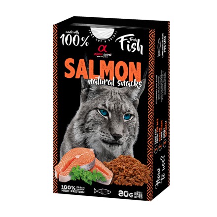 Alpha spirit NATURAL SNACK CATS - SALMON 80gr Comida y golosinas para gatos 