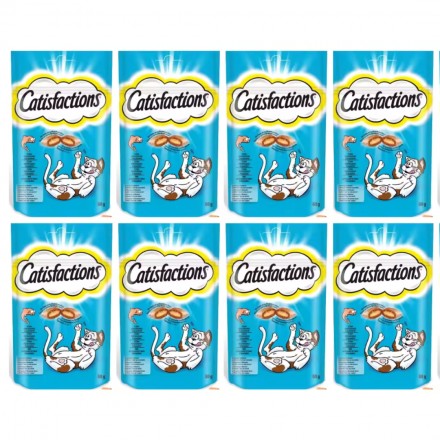 Catisfactions Premios para Gatos, Sabor Salmon (Pack de 8 x 60g)