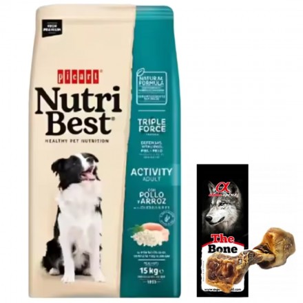 Nutribest Adult Activity Chicken And Rice 15 Kg + Lata 400gr Comida Para Perros Picart