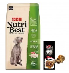 Nutribest Adult Lamb And Rice 15 Kg + Hueso de jamon Comida Para Perros Picart