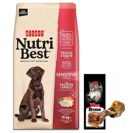 Nutribest Adult Sensitive Salmon And Rice 15kg + Lata 400gr - Perro adulto - Pienso sabor salmon y arroz Picart