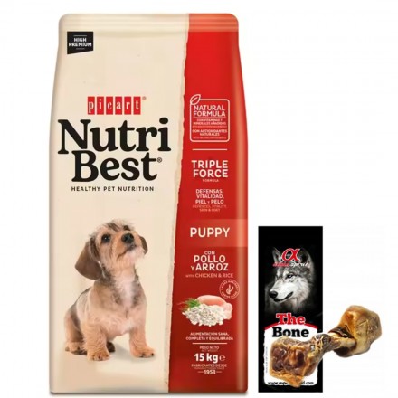 Nutribest Puppy Chicken And Rice + lata 400gr - Perro cachorro - Pienso sabor pollo y arroz 15kg Picart