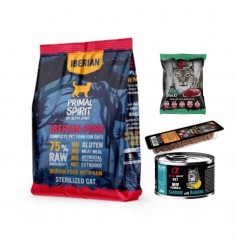 Alpha Spirit Primal Spirit Pack Degustación Alta Calidad para Gatos - Ibérico Esterilizado Cerdo con jamon 1kg