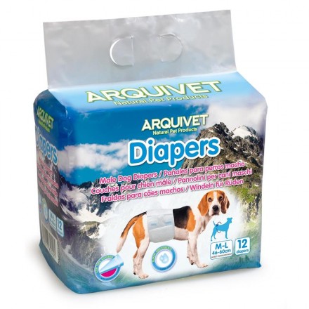 Pañales para Perros Macho - Talla M-L 46-60cm - 12 unidades Arquivet